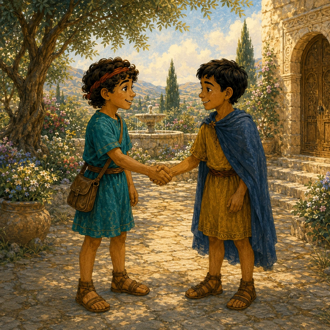 Hello, friend. David met Jonathan. Jonathan was the king’s son. They became good friends. Jonathan was happy when David did well.