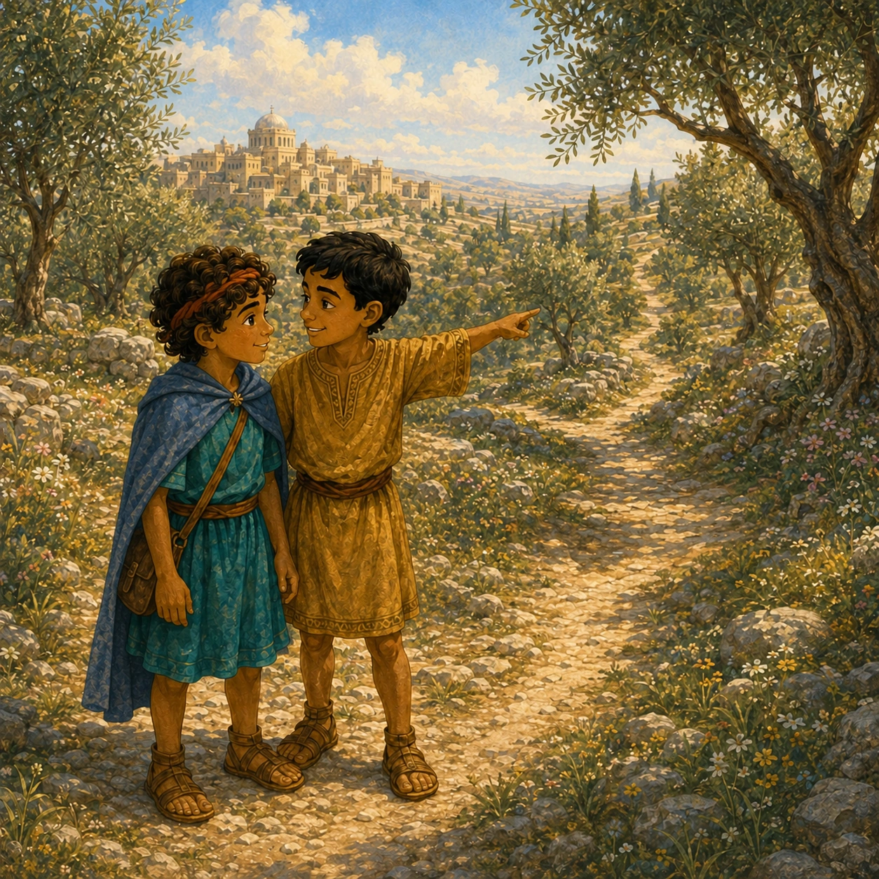 Stay safe. Trouble came near the palace. Jonathan told David the truth. “That way is not safe.” He helped his friend choose a safe path.