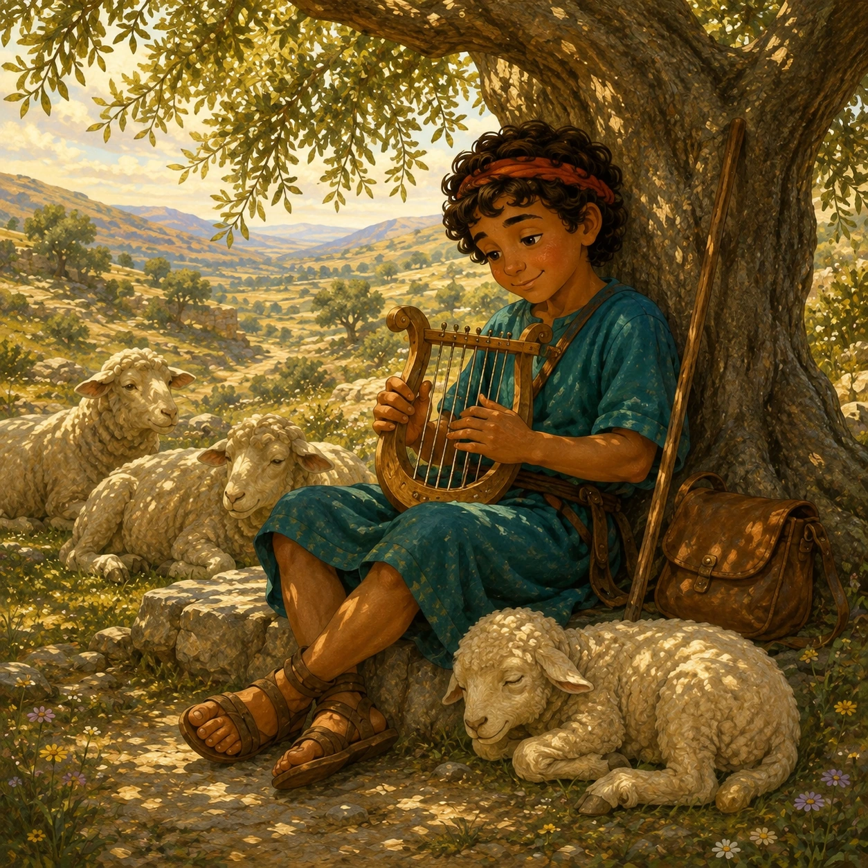 David playing a gentle song for his sheep