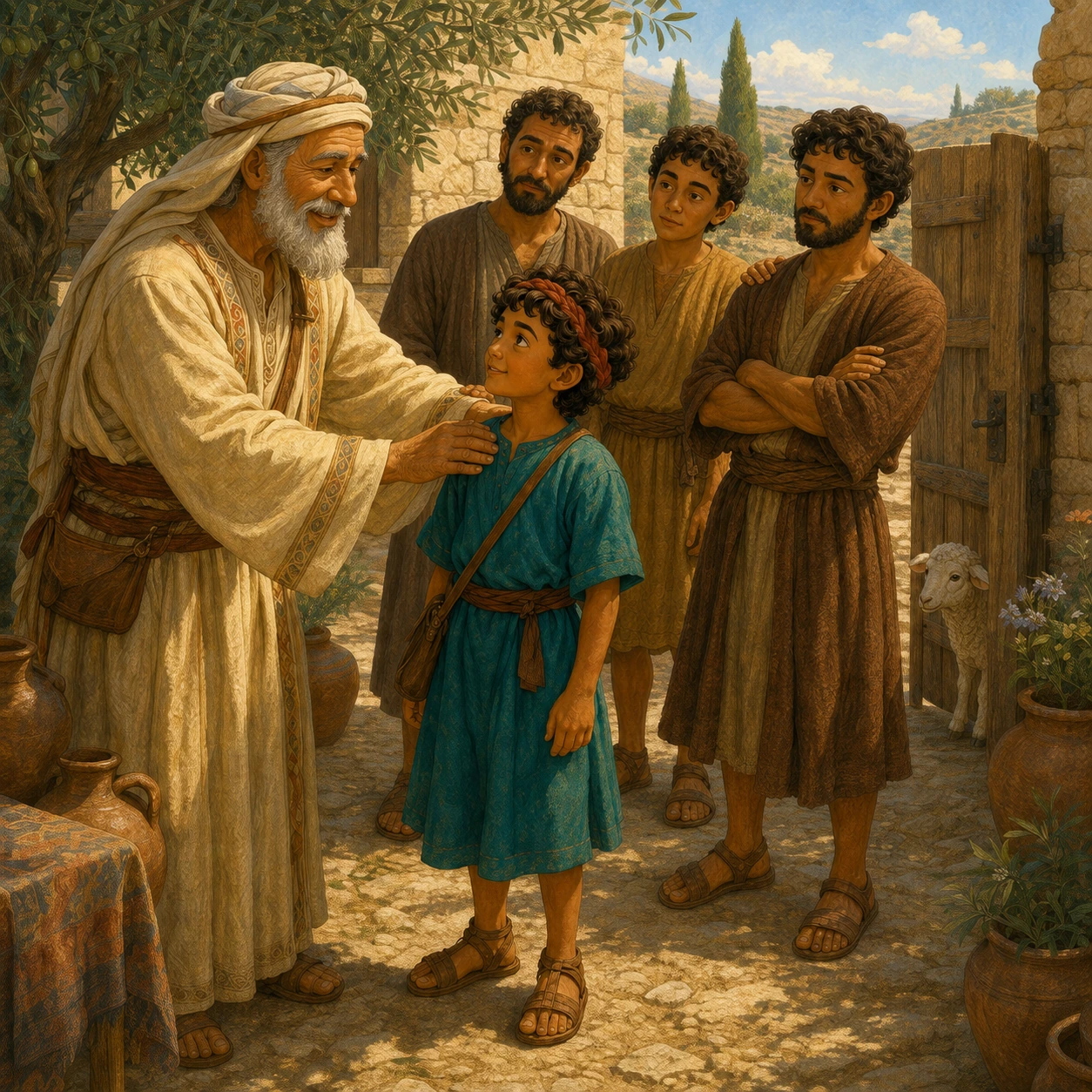 A kind heart. Samuel came to David’s home. David came in from the fields. God saw his kind heart. David was chosen for a special job.