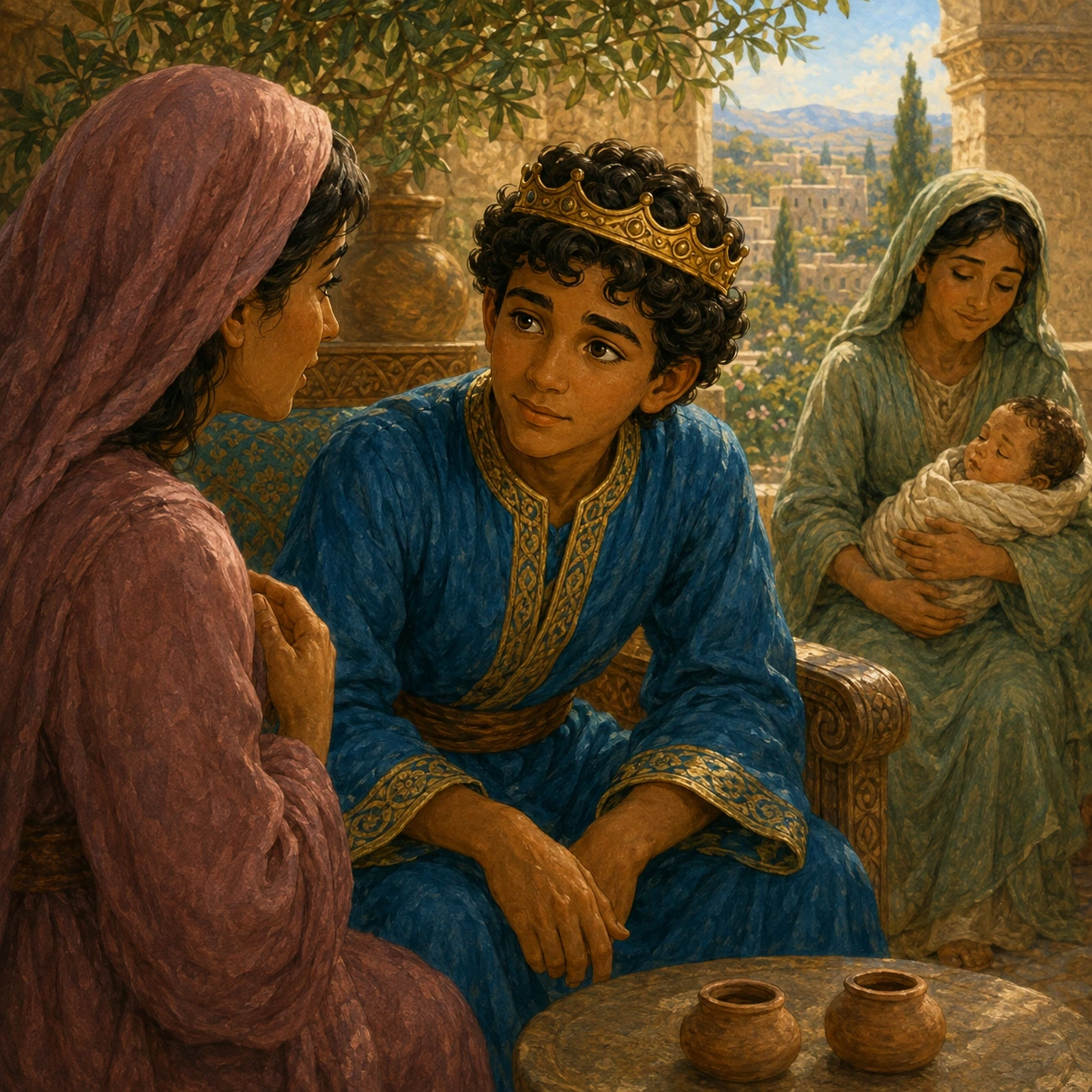 Listen with care. Solomon needed to find the truth. He listened carefully. He watched for the person who cared most about the baby’s safety.